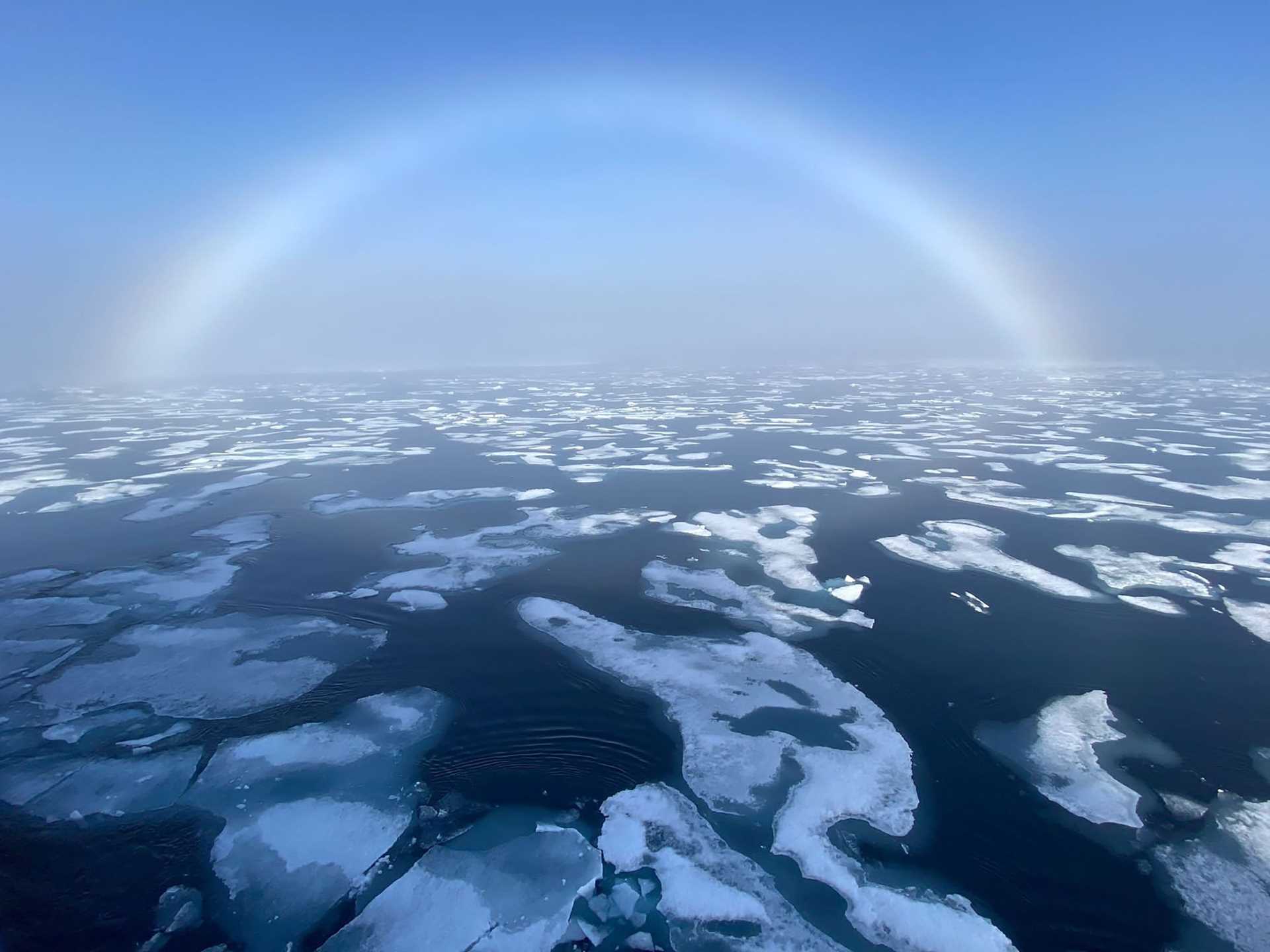 rainbow over ice