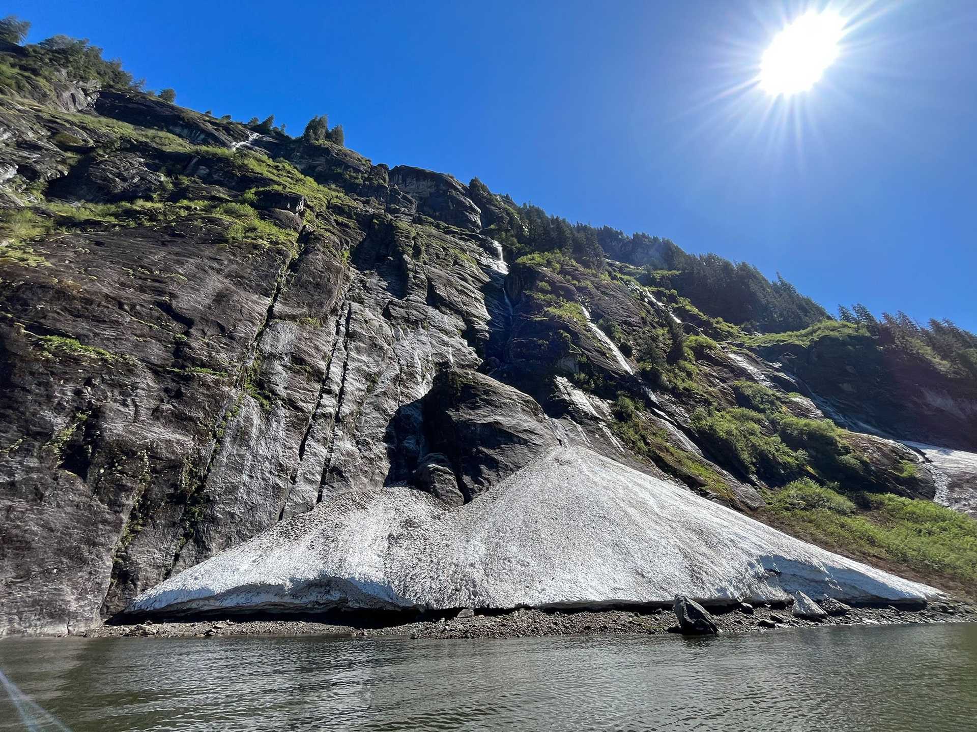 snowpack on a mountainside