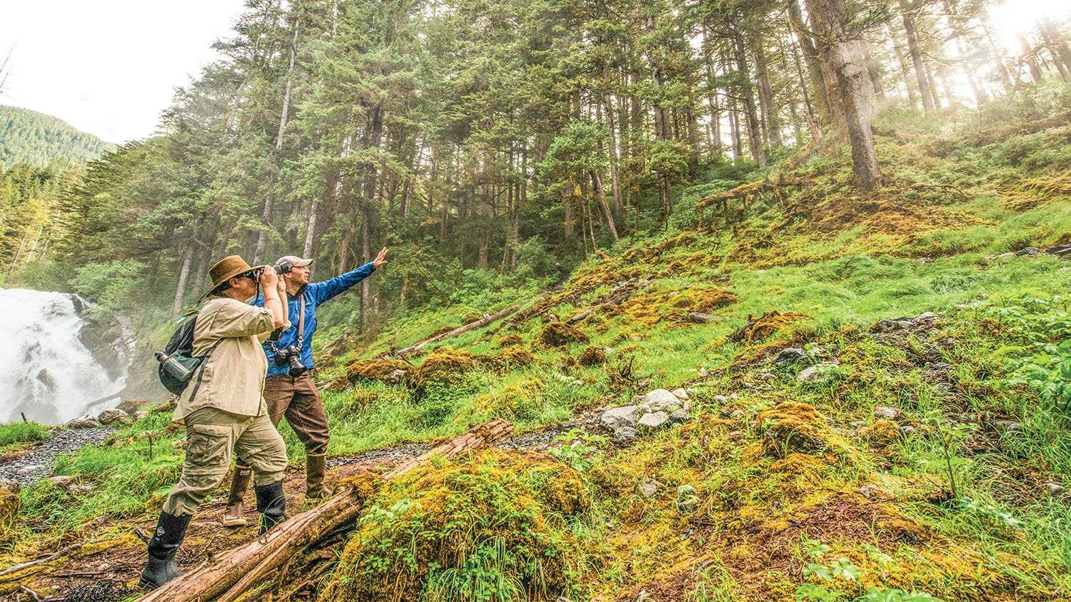 guide leads hiker