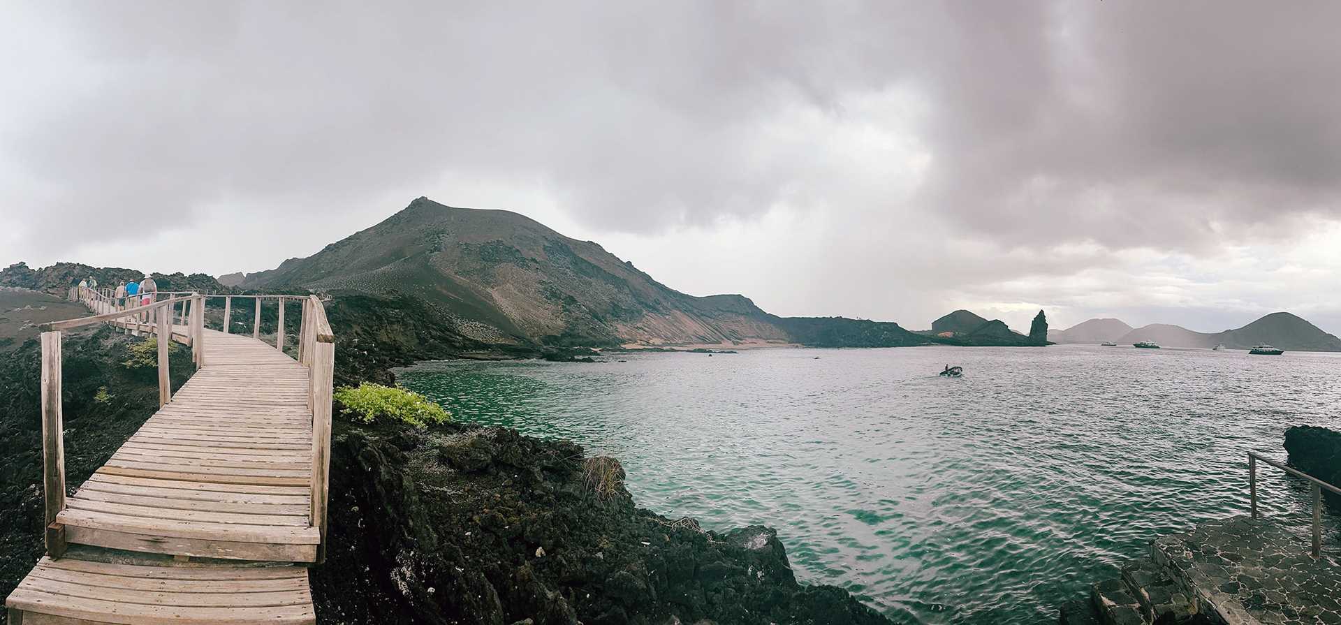 landscape in the Galapagos with a cloudy sky