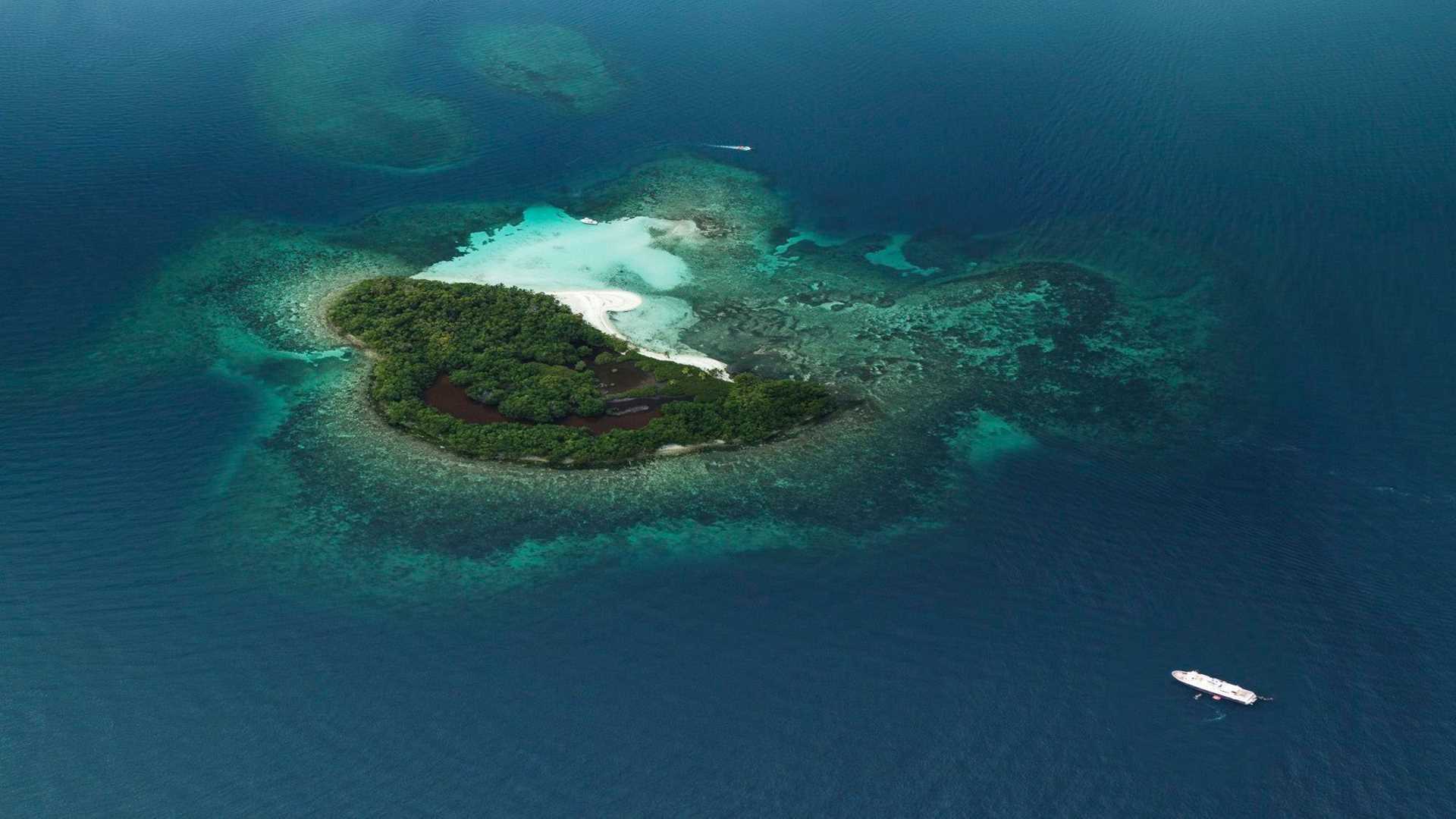 aerial view of island