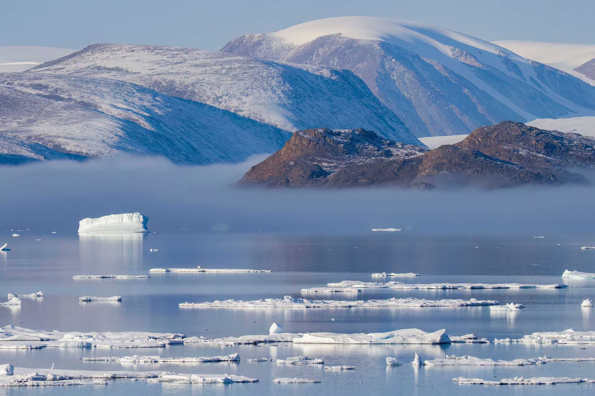 landscape with water and icebergs