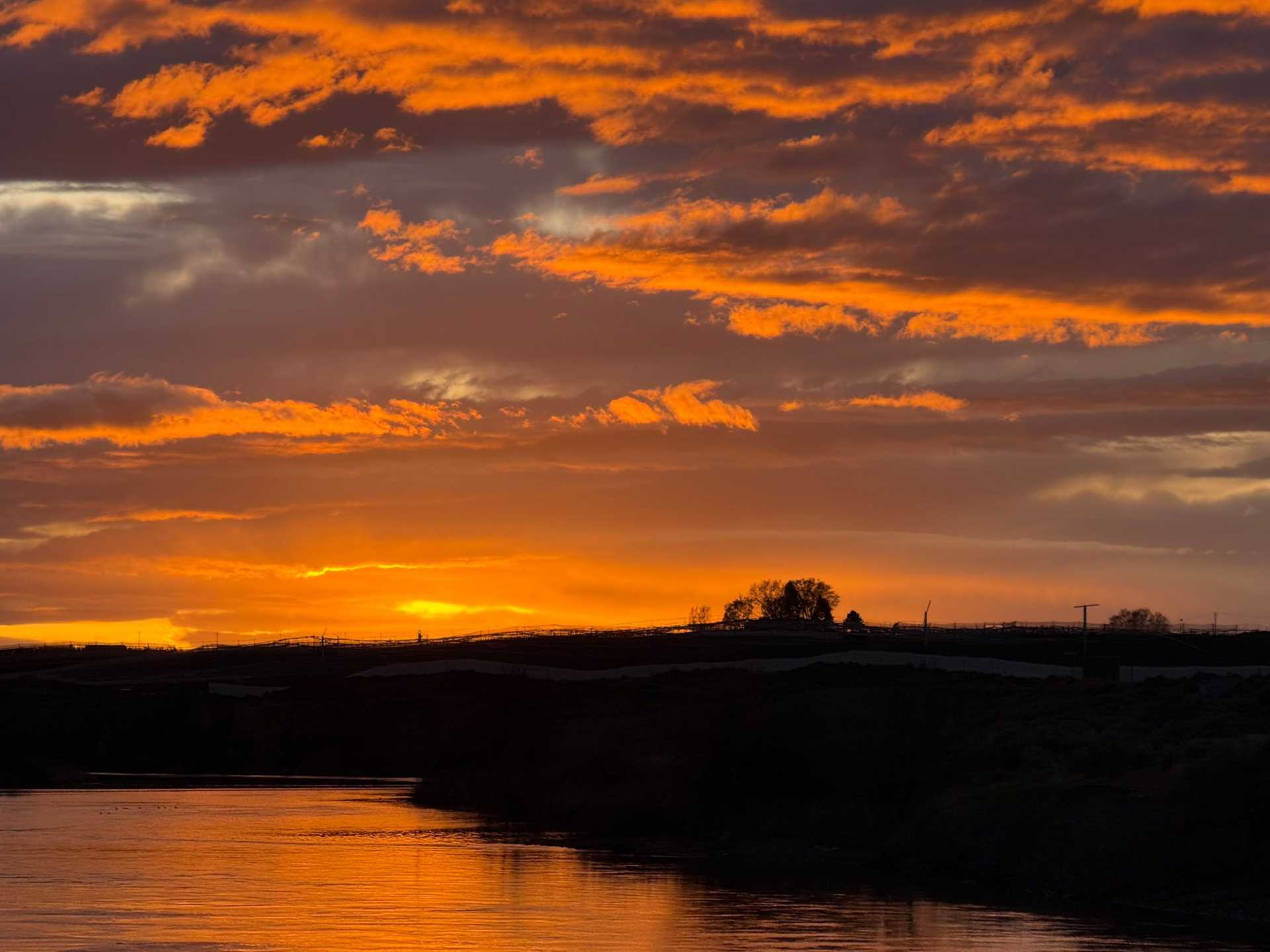 a sunset over water